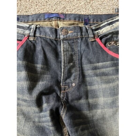 SYN Jeans Mens Blue Prankster Straight Pockets Size 40W X 34L Cotton Button Fly - Picture 11 of 16